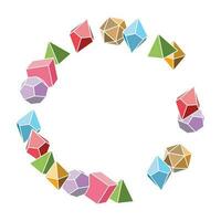 Multicolored dice frame in round shape, hand draw vector