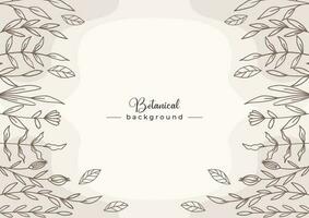 Rustic floral background with hand drawn leaves and flower border on pastel flat color for wedding invitation or engagement or greeting card vector