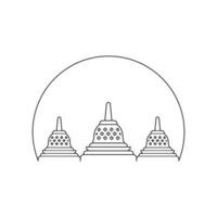 line icon three stupa with circle line isolated on white background. vector