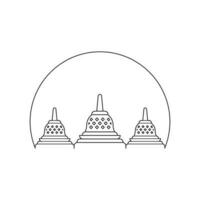 line icon three stupa with circle line isolated on white background. vector