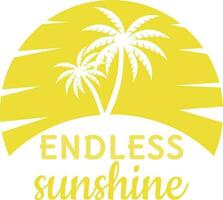 Summer logo with sun and palms vector illustration isolated on white