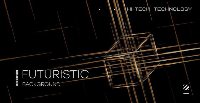 Abstract sketch of a geometric cube. Illustration of a drawn cube in space, sketch. vector