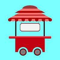 Food cart for merchant with sign shop, Trolley in flat vector illustration design