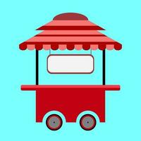 Food cart for merchant with sign shop, Trolley in flat vector illustration design