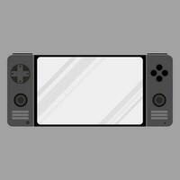 Portable wide screen game console in black and white flat vector illustration