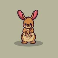 A kangaroo with a baby on her back vector