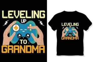 leveling up to grandma quotes gaming t shirt vector