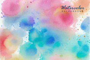 Artistic, abstract blue, red, yellow, violett, rainbow watercolor background with splashes with mist fog effect vector