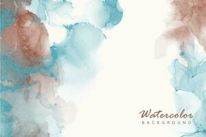 Artistic, abstract blue, turquoise, brown watercolor background with splashes with mist fog effect vector