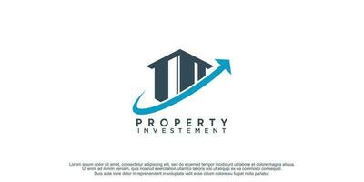 Building logo with arrow concept for property business vector