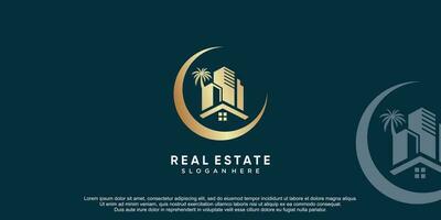 Real estate logo with coast concept premium vector