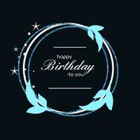 Glitter Greeting Card Happy Birthday in Dark Blue vector