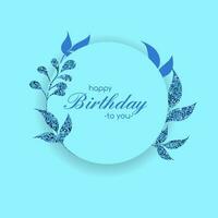 Brillantina tarjeta contento cumpleaños con floral marco vector