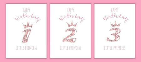 Set of Anniversary Cards with Glitter in Pink vector