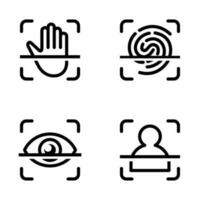 set of security line icons vector. security and protection line icons, fingerprint, protection, password, scan, identification, lock, smartphone vector