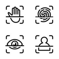 set of security line icons vector. security and protection line icons, fingerprint, protection, password, scan, identification, lock, smartphone vector