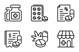 pharmaceutical line icons set. healthcare, medical, drugstore, nurse, clinical, chemical, drug, pharmacist,, pharmacy, formula vector