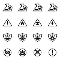 set of warning icons vector. warning and danger sign vector, flammable, poison, warning, danger, toxic, explosive and corrosive vector