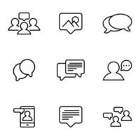 set of text message icons vector. text message and bubble chat line icons, group chat, bubble chat, voice message and discussion vector