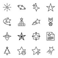 conjunto de dieciséis estrella íconos vector. estrella, rango, logro, mejor, arriba, favorito y éxito vector