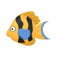 cool finny fish vector ilustration isolated on a white background. Marine life, ocean animals.