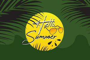 Hello summer background with sunglass vector. vector