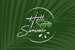 Hello summer background with sunglass vector. vector