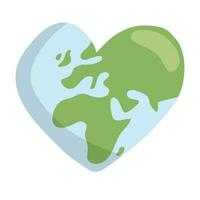 Heart shaped planet earth icon. Eco friendly environmental message. Love map. vector