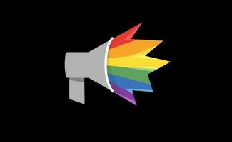 LGBT megaphone with rainbow. Pride month voice speaker. Diversity representation. vector