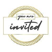 usted son invitado. elegante diseño para tarjetas y invitaciones escritura estilo texto con lineal dorado marcos vector