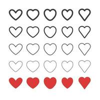 Heart shape linear icons. Love symbols. vector