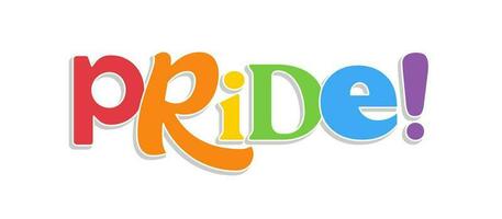 Pride lettering with rainbow flag colors. Different style letters forming the Pride word. vector