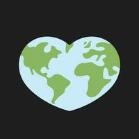 Heart shaped earth. Environment care. Save and love the planet. vector