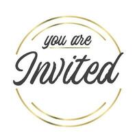 You are invited. Elegant design for cards and invitations. Handwriting style text with linear golden frames. vector