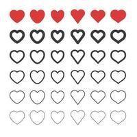 Heart shape linear icons. Love symbols. vector