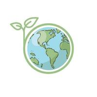Planet earth icon with leaf protecting it. Save the world, eco-friendly symbol. Protect the environment. vector