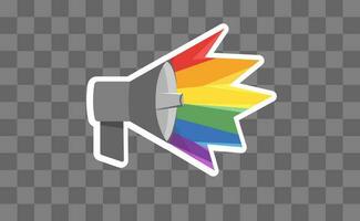 LGBT megaphone with rainbow. Pride month voice speaker. Diversity representation. vector