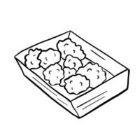 Nuggets illustration in doodle style. Outline food illustration. Line fastfood sketch isolated on white vector