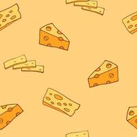 sin costura modelo de queso rebanada vector en un amarillo antecedentes para fondo de pantalla, envase, embalaje, textil, y fondo.