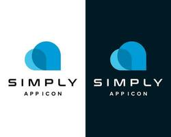 Simply app icon logo with a blue cloud in the middle. vector