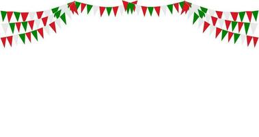 italiano república día, 2do junio. verderón colgando rojo blanco verde bandera triangulos bandera antecedentes. Italia, irán, Portugal, Líbano, bielorrusia, Bulgaria, México. fiesta, justo, Navidad, nuevo año, carnaval. vector