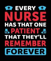 EVERY NURSE HAS THAT ONE PATIENT THAT THEY'LL REMEMBER FOREVER. T-SHIRT DESIGN. PRINT TEMPLATE.TYPOGRAPHY VECTOR ILLUSTRATION.