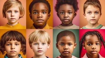 Photo collage of children, AI Generative