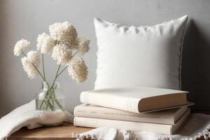 white throw pillow cushion farmhouse craft product, photo