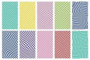 Groovy retro pattern background in psychedelic checkered backdrop style. A chessboard in a minimalist abstract design with a 60s 70s aesthetic vibe. hippie style y2k. funky print vector illustration