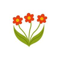 Vector illustration of red flowers isolated on white background.