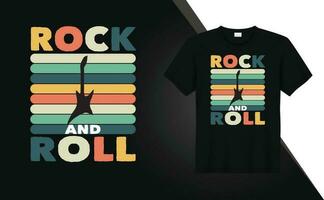 Rock and roll music vintages t shirt design Free Vector