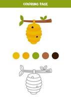 Color cartoon beehive. Worksheet for kids. vector