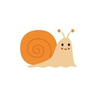 Vector illustration of cartoon cute snail isolated on white background.