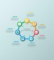 Vector circle infographic, cycle diagram, graph, presentation chart. Business infographics concept with 7 options, parts, and steps. Business Infographic processes. Creative concept for infographic